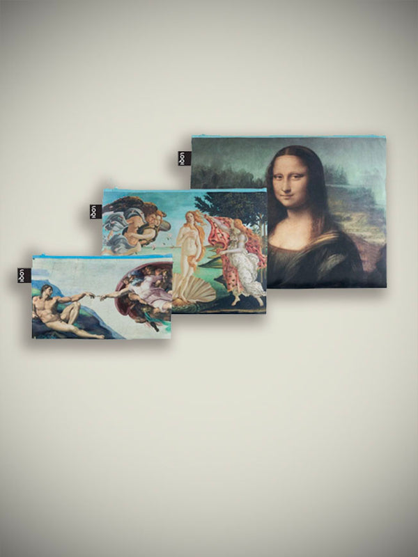 Set of 3 Pouches 'Michelangelo, Botticelli, Da Vinci'