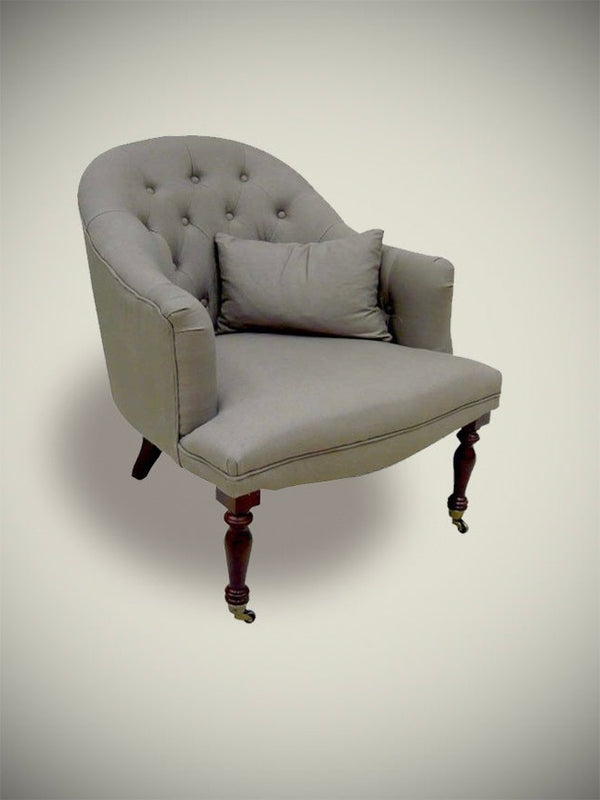 Classic Armchair 'Worsley' in Taupe Linen