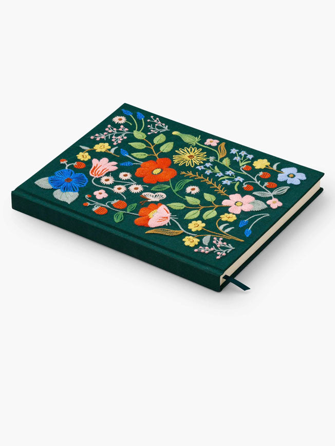 Embroidered Notebook 'Strawberry Fields'