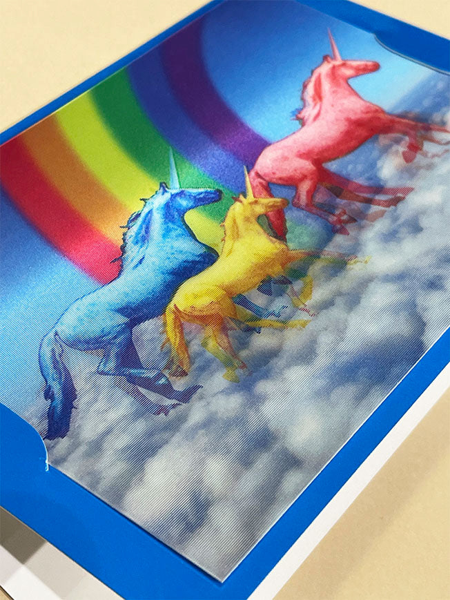 Tarjeta 3D 'Unicornios y Arco Iris'