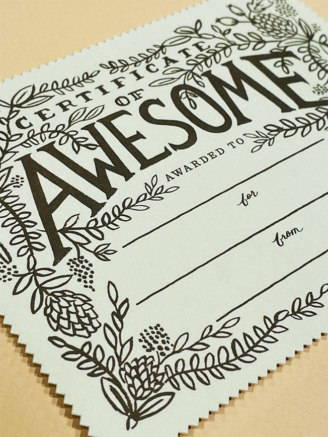Tarjeta de Felicitación 'Certificate of Awesome'