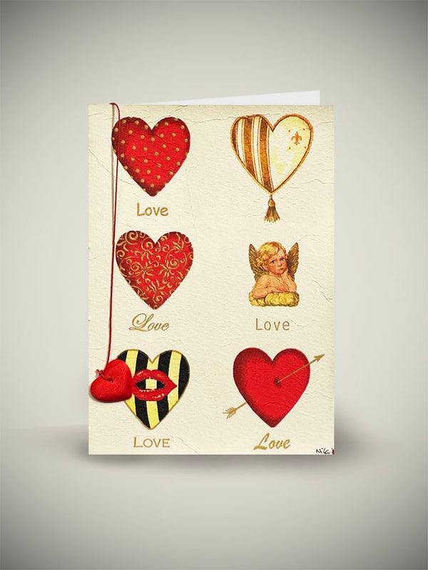 Greeting Card 'Heart Deco' - Handmade