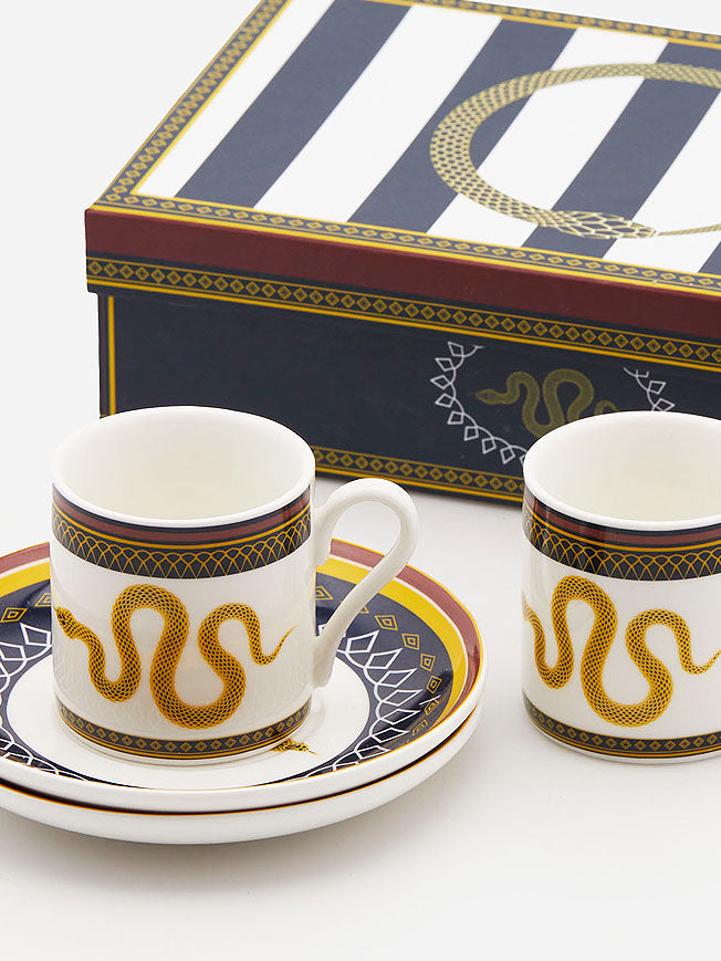 Set of 2 Porcelain Coffee Cups 'Snake'
