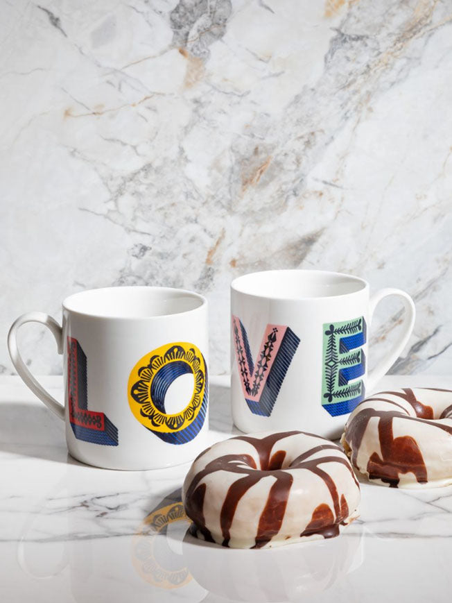 Porcelain Mug 'Love' - Multicolor