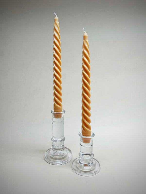Set of 2 'Twisted' Dinner Candles - Gold