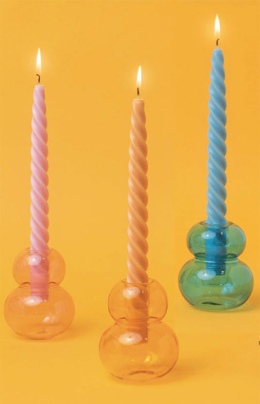 Set of 2 'Twisted' Dinner Candles - Blue